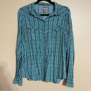 Wrangler Teal Patterned Women's Top